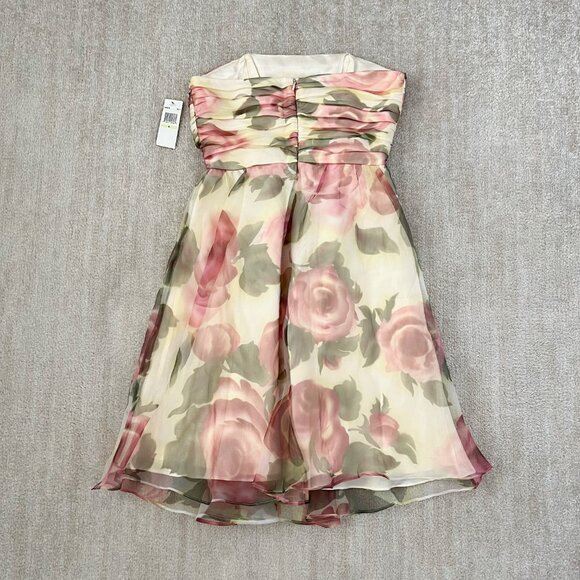 NWT Donna Ricco Floral Strapless Formal Mini Dress 4 Petite - Picture 4 of 12